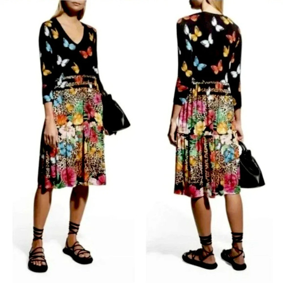 Johnny Was Dresses & Skirts - Johnny Was Sandra Mixed Print Floral Butterfly Tiered Boho tropical dress XL